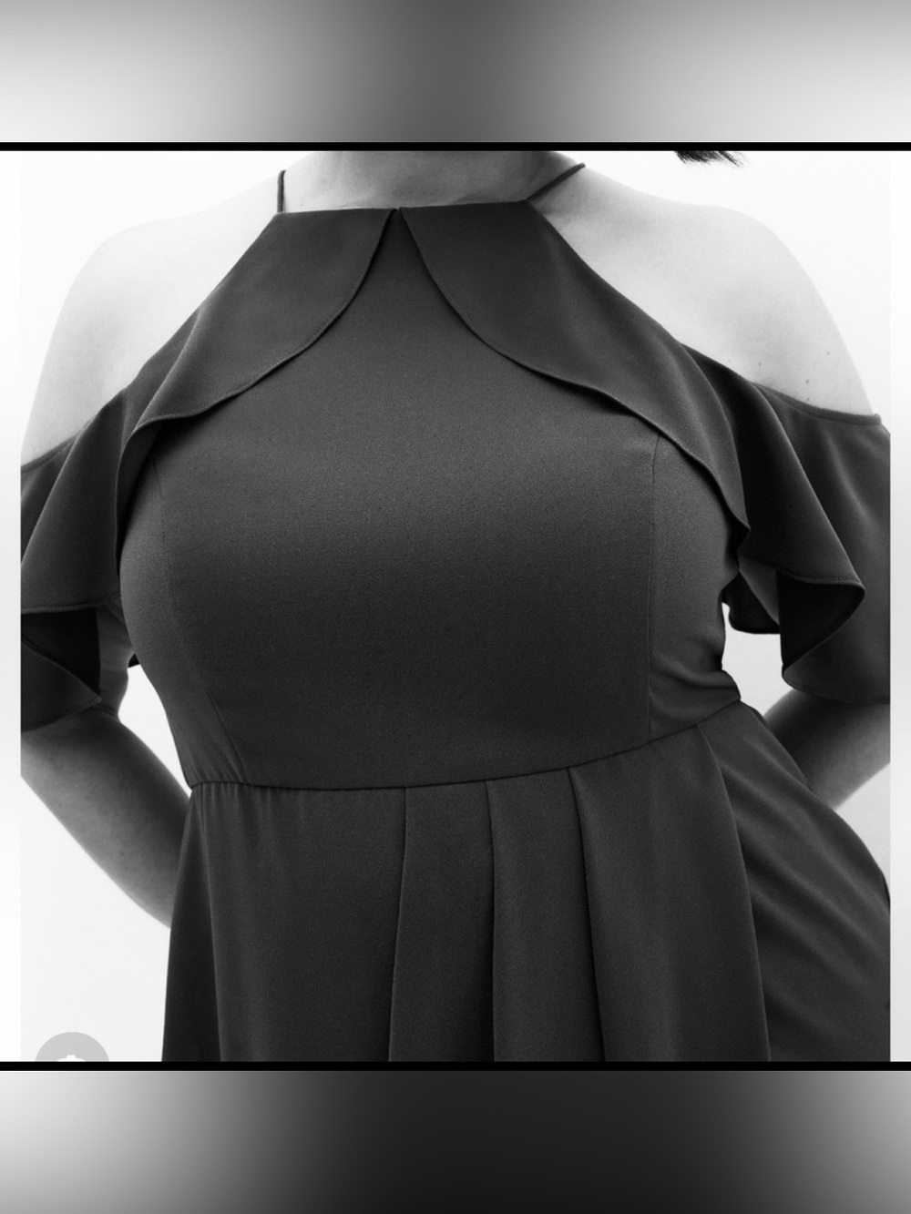 NWT. City Chic Black Cold-Shoulder High-Low Wrap Dress. Size L - Picture 4 of 4